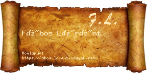 Fábos Lóránt névjegykártya